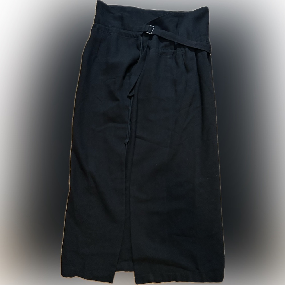 Ann Demeulemeester Wool Linen Cotton Skirt Size 34 Black Maxi With Strap Buckle - Picture 2 of 10